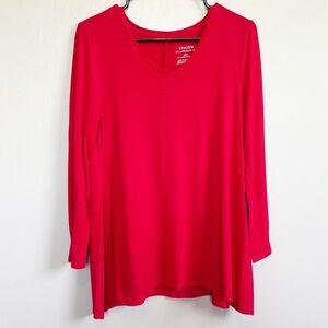 CHICO’S The Ultimate Tee Sleeve Relaxed Oversized Tunic  Red Size 0
